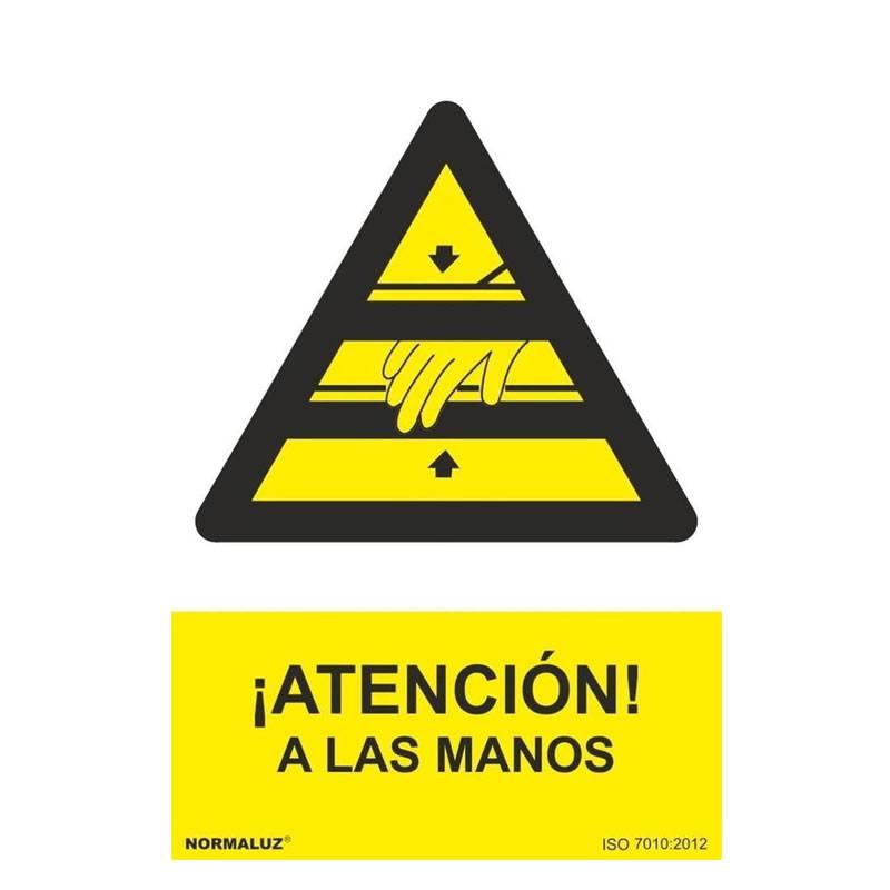 RD30011 NORMALUZ - SEÑAL PELIGRO ATENCION A LAS MANOS PVC 0,7mm 210X300mm