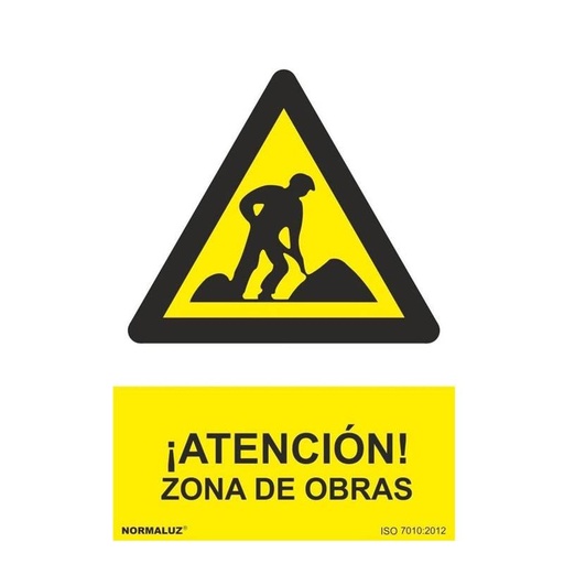 [00120955] RD30024 NORMALUZ - SEÑAL PELIGRO ATENCION ZONA DE OBRAS PVC 0,7mm 210X300mm