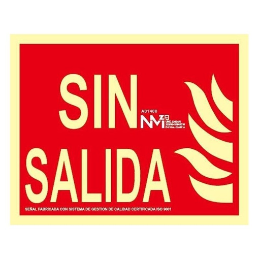 [00119138] B01100 NORMALUZ - SEÑAL SIN SALIDA PVC 0,7mm Clase B 320X160mm