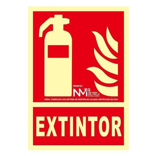 [00118845] B00101 NORMALUZ - SEÑAL EXTINTOR PVC 0,7mm Clase B 210X300mm