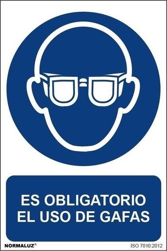 [00120337] RD20002 NORMALUZ - SEÑAL OBLIG EL USO DE GAFAS PVC 0,7mm 210X300mm