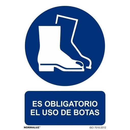 [00120342] RD20005 NORMALUZ - SEÑAL OBLIGATORIO EL USO DE BOTAS PVC 0,7mm 210X300mm