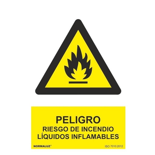 [00120949] RD30018 NORMALUZ - SEÑAL PELIGRO DE INCENDIO LIQUIDO INFLAMABLE PVC 0,7mm 210X300mm
