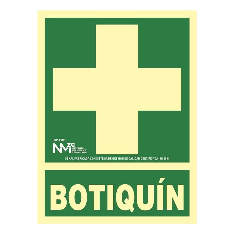 B14108 NORMALUZ - SEÑAL BOTIQUIN PVC 0,7mm Clase B  DISTANCIA DE VISION 10M