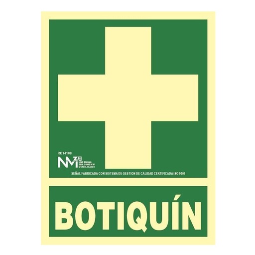 [00119186] B14108 NORMALUZ - SEÑAL BOTIQUIN PVC 0,7mm Clase B  DISTANCIA DE VISION 10M