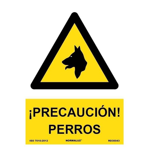 [00120973] RD30043 NORMALUZ - SEÑAL PELIGRO CUIDADO CON EL PERRO PVC 0,7mm 210X300mm