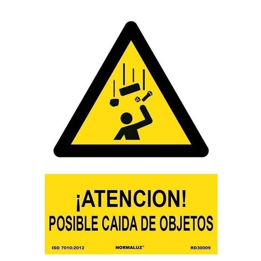 [00120940] RD30009 NORMALUZ - SEÑAL PELIGRO POSIBLE CAIDA DE OBJETOS PVC 0,7mm 210X300mm