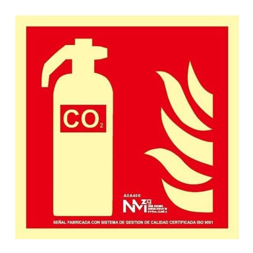 [00118872] B00A106 NORMALUZ - SEÑAL EXTINTOR CO2 PVC 0,7mm Clase B 210X210mm