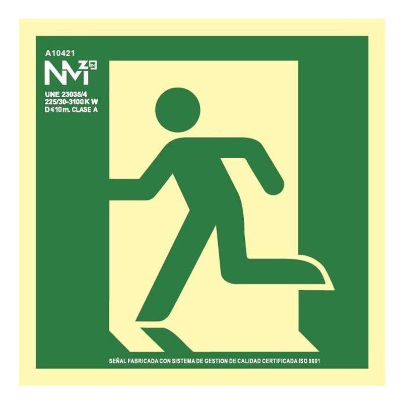 B10121 NORMALUZ - SEÑAL SALIDA EMERGENCIA DERECHA PVC 0,7mm Clase BDISTANCIA DE VISION 10M