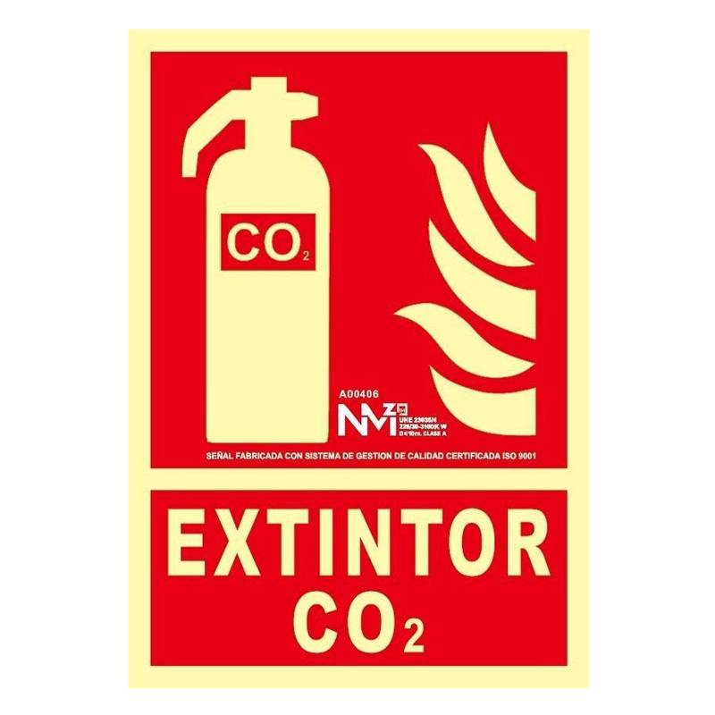 B00106 NORMALUZ - SEÑAL EXTINTOR CO2 PVC 0,7 Clase B 210X300mm