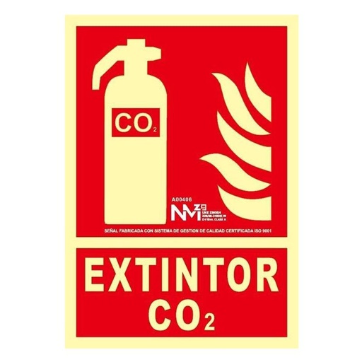 [00118847] B00106 NORMALUZ - SEÑAL EXTINTOR CO2 PVC 0,7 Clase B 210X300mm