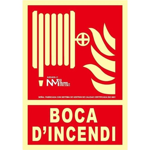 [00119450] B00108-C NORMALUZ - SEÑAL BOCA D'INCENDI PVC 0,7mm CLASE B 210X300mm