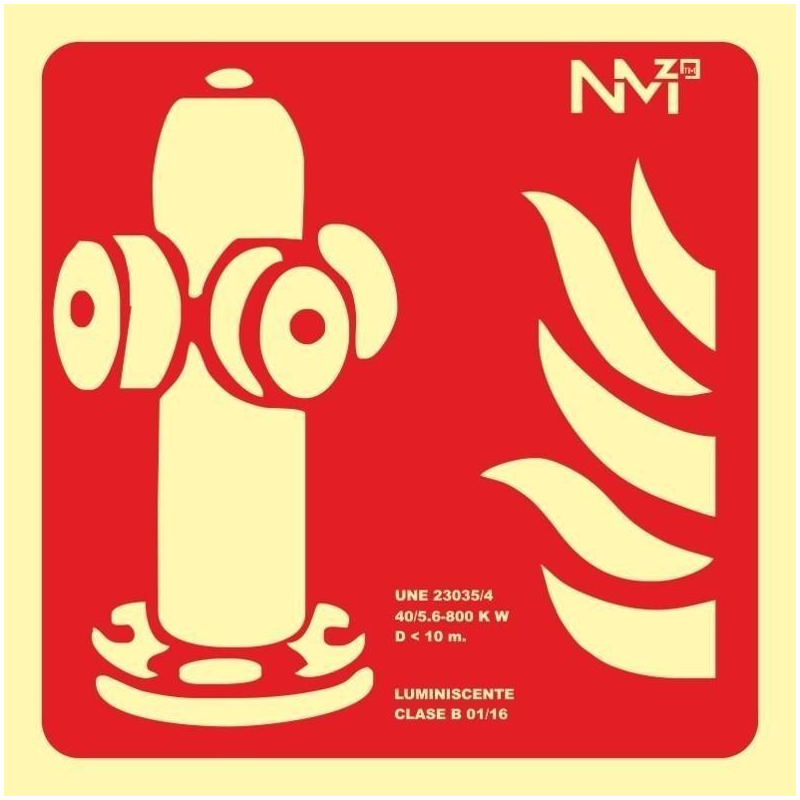 B00A112 NORMALUZ - SEÑAL HIDRANTE PVC 0,7mm Clase B 210X210mm