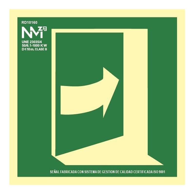 B10160 NORMALUZ - SEÑAL PUERTA EVACUACIÓN DERECHA PVC 0,7mm Clase B DISTANCIA DE VISION 10M