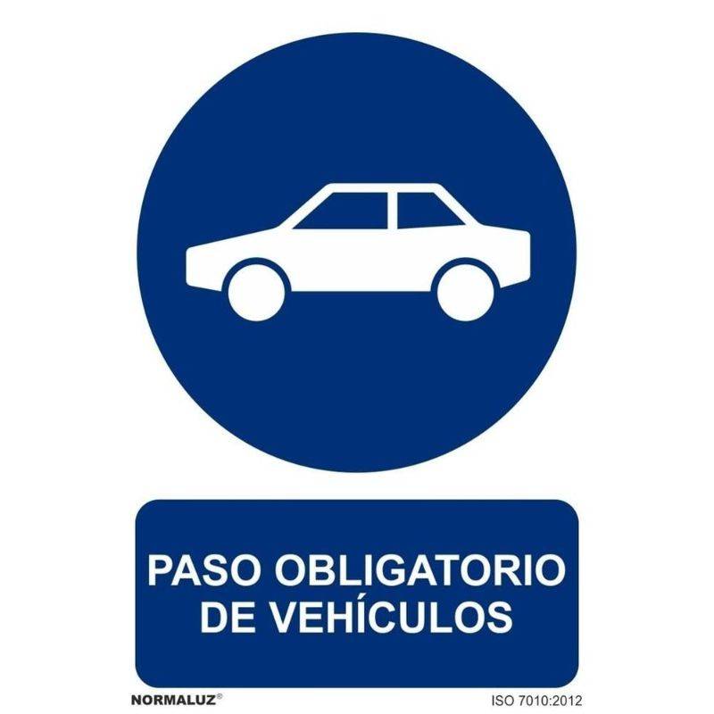 RD20057 NORMALUZ - SEÑAL PASO OBLIGATORIO VEHICULOS PVC 0,7mm 210X300mm