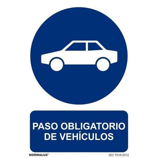 [00120400] RD20057 NORMALUZ - SEÑAL PASO OBLIGATORIO VEHICULOS PVC 0,7mm 210X300mm