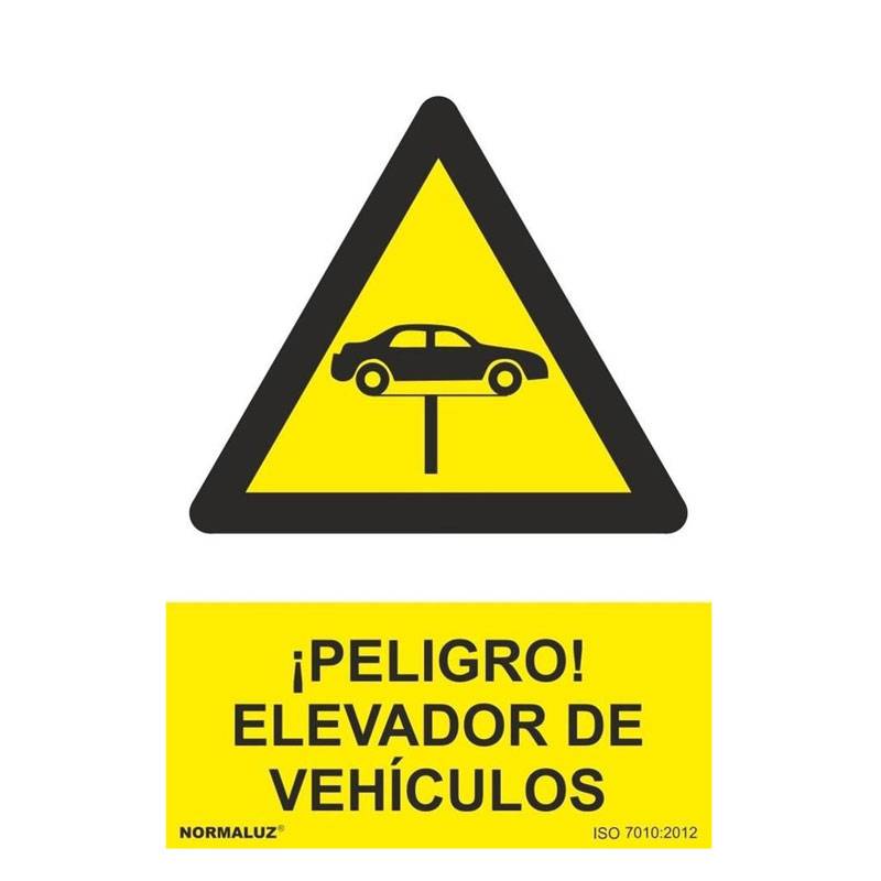 RD30049 NORMALUZ - SEÑAL PELIGRO ELEVADOR DE VEHICULO PVC 0,7mm 210X300mm