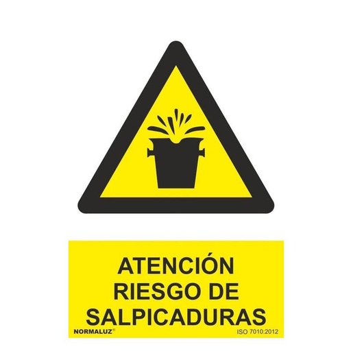 [00120986] RD30056 NORMALUZ - SEÑAL PELIGRO SALPICADURAS PVC 0,7mm 210X300mm
