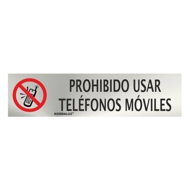 RD707030 NORMALUZ - SEÑAL INOX PROHIBIDO TELEFONOS MOVILES 200X50mm