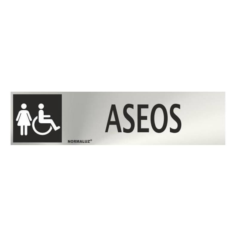 RD707033 NORMALUZ - SEÑAL INOX ASEOS MUJER/MINUSVALIDOS 200X50mm