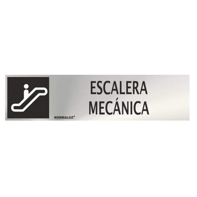 RD707090 NORMALUZ - SEÑAL INOX ESCALERA MECANICA 200X50mm
