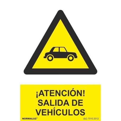 [00120999] RD30076 NORMALUZ - SEÑAL PELIGRO SALIDA VEHICULOS PVC 0,7mm 210X300mm