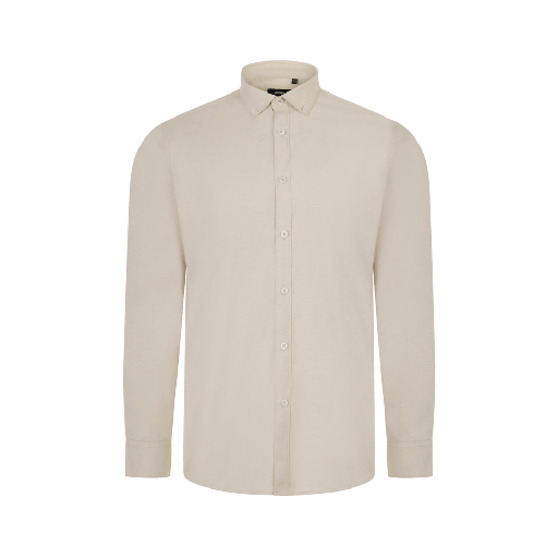 [8430] 405004S VELILLA - Camisa oxford stretch manga larga hombre (BEIGE CLARO, S)