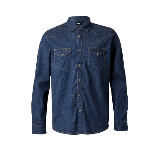 [8490] 405006S VELILLA - Camisa denim stretch manga larga hombre (DENIM AZUL, S)