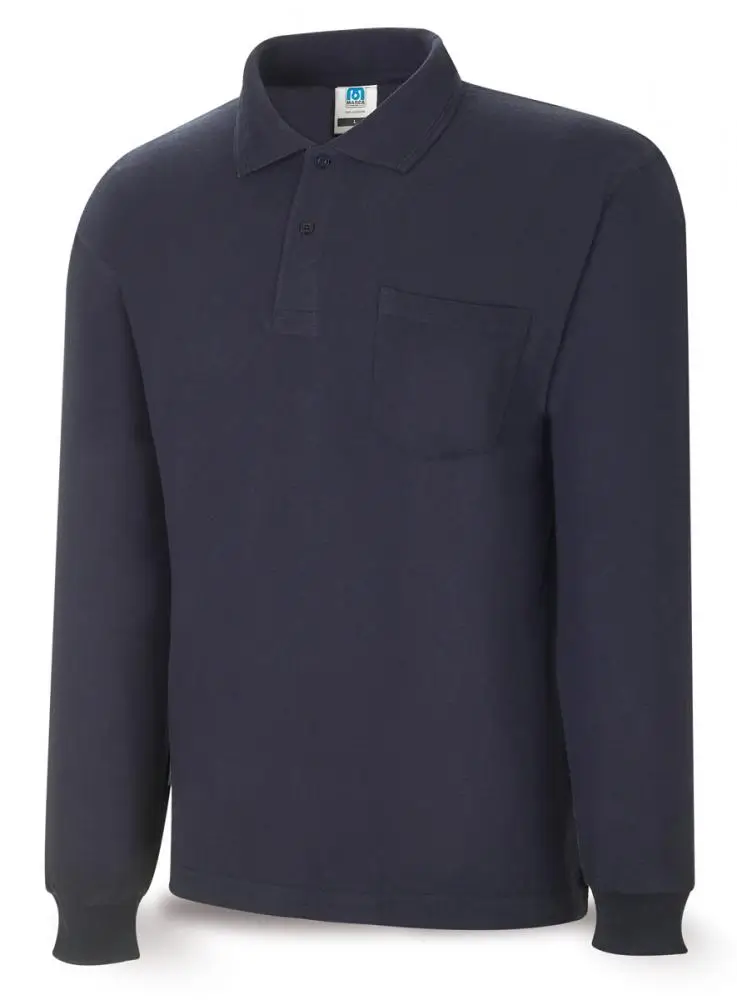 1288PAML MARCA - Polo BASIC manga larga azul marino 100% algodón