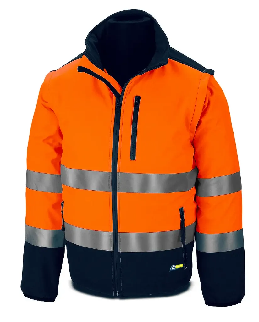288CSFYA MARCA - Cazadora softshell alta visibilidad bicolor. Mangas desmontables