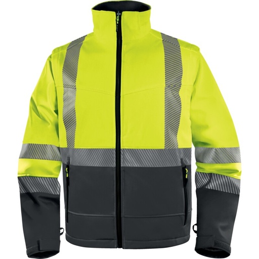 [00160130] FAST DELTA PLUS - Softshell elástico 2 en 1 con mangas desmontables que puede combinarse con TRACK para funciones de lluvia y calor y visibilidad diurna y nocturna. (AMARILLO FLÚOR-GRIS, S)