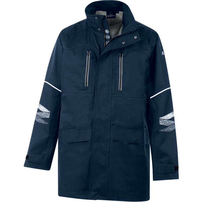 GRAFIZ DELTA PLUS - Parka impermeable y cortaviento ligera con membrana de grafeno transpirable y antibacteriana. Estampado HV en las mangas