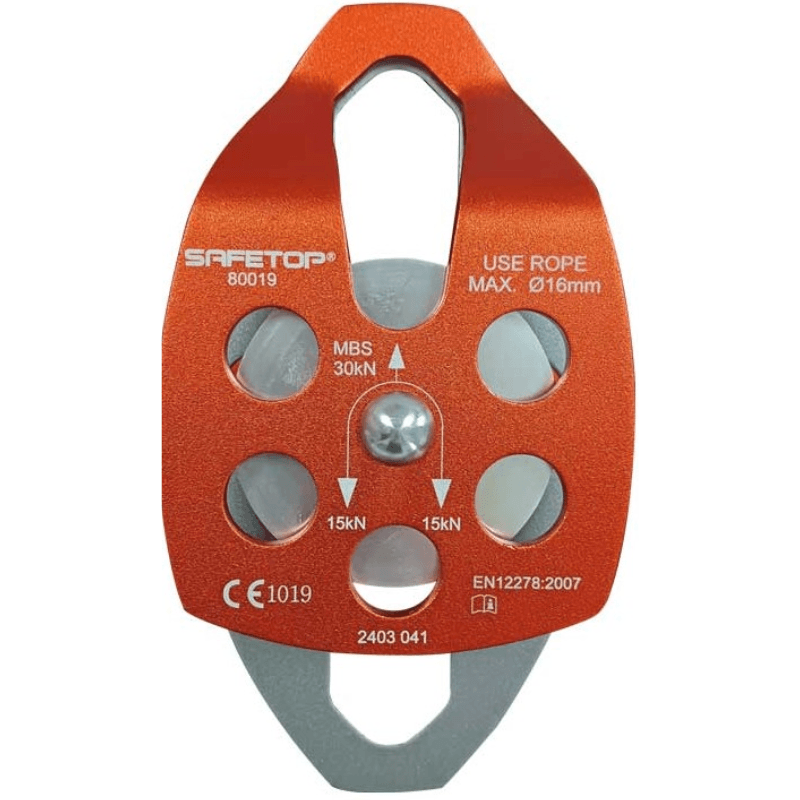 80019 SAFETOP - Polea doble de aluminio para cuerdas de hasta 16 mm