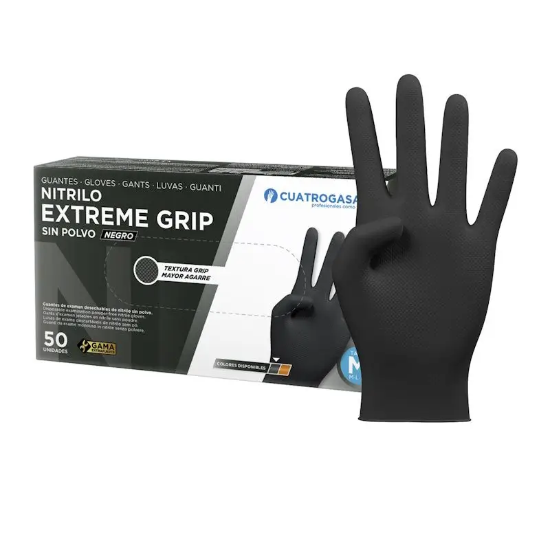 EXTREME GRIP CUATROGASA - Guante de nitrilo sin polvo de un solo uso