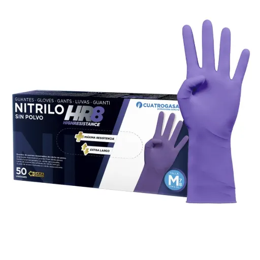 [00162333] HR 8 CUATROGASA - Guante de nitrilo con protección Tipo A (MORADO, S)