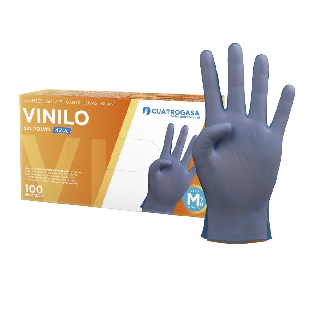 VINILO CUATROGASA - Guantes de un solo uso de vinilo sin polvo